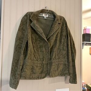 Talbot's Womens's Velvet Brown Burnout Button Down Floral Blazer Jacket Size 14